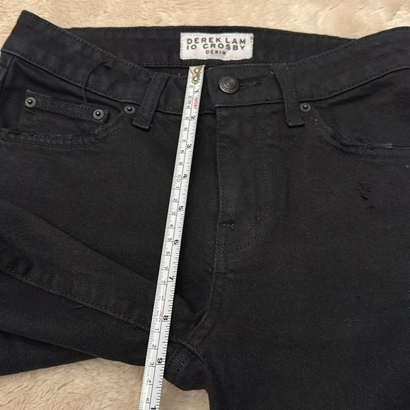 Derek Lam Gia Mid Rise Cropped Flare Jeans in Jet Black Size 25. Raw hem - Picture 9 of 16